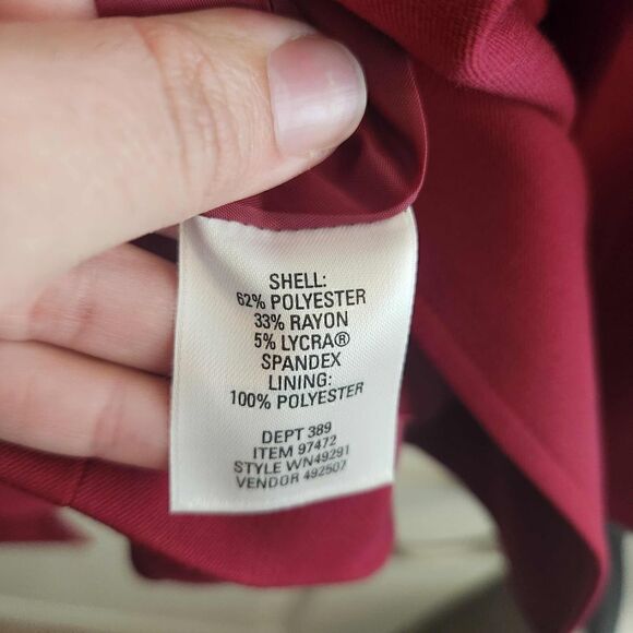 NORDSTROM Button Front Burgundy Blazer Size 14 - Picture 4 of 4
